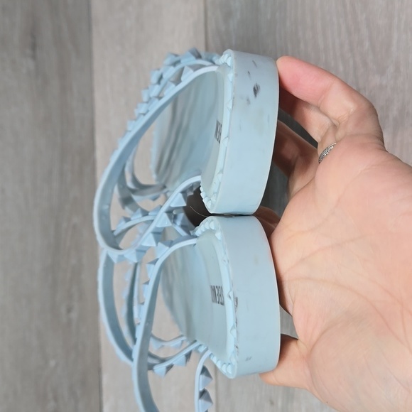 Steve Madden Women Skylar Baby blue Strappy Flats Sandals shoes sz 10 - Picture 7 of 11